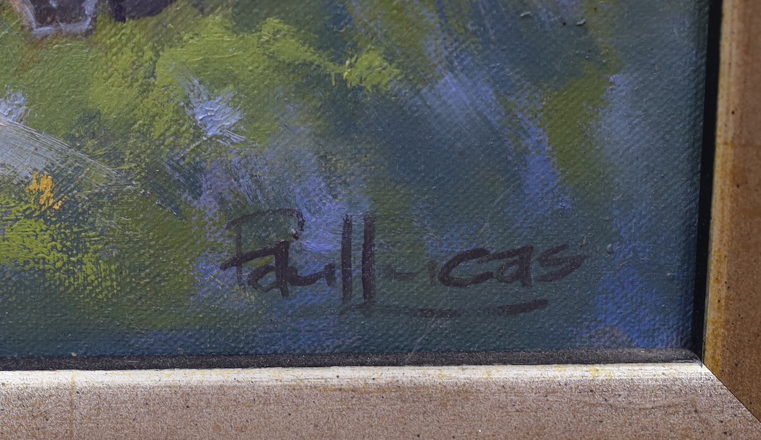 Paul Lucas ASEA, oil on canvas, Ponies beside a fence, signed, 29 x 24cm